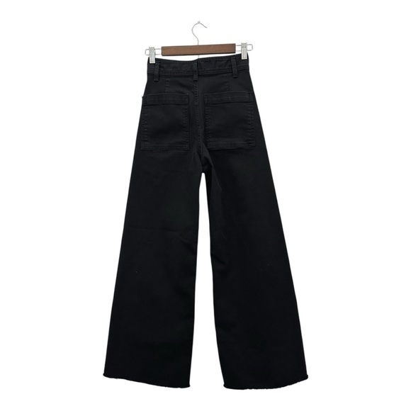Zara Women’s Black Cotton The Marine Straight High Rise Wide-Leg Jeans Size 2 - Picture 2 of 9